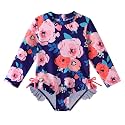 Girls Long Sleeve Zipper Rash Guard 1 Piece UPF 50+ Sun Protection