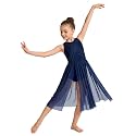 Girls Lyrical Dance Costume, Sleeveless Leotard & Flowy Tulle Dress
