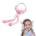 Girls Moving Earmuffs with Jumping Bunny Ears & Sound | Soft Faux Fur Winter Ear Warmers for Kids & Women | Cute Warm Headband for Cold Weather - Pack of 1