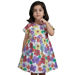 girls multi-style 100 cotton soft feel frock dresses 2-8 yrs frills amp bow pattern mix-n-match floral abstract prints kids casual wear