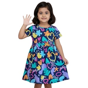 girls multi-style 100 cotton soft feel frock dresses 2-8 yrs frills amp bow pattern mix-n-match floral abstract prints kids casual wear