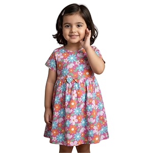 girls multi-style 100 cotton soft feel frock dresses 2-8 yrs frills amp bow pattern mix-n-match floral abstract prints kids casual wear