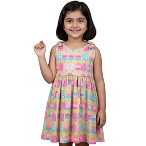 girls multi-style 100 cotton soft feel frock dresses 2-8 yrs frills amp bow pattern mix-n-match floral abstract prints kids casual wear