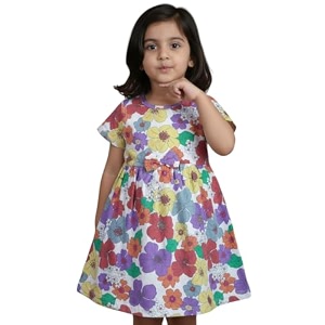 girls multi-style 100 cotton soft feel frock dresses 2-8 yrs frills amp bow pattern mix-n-match floral abstract prints kids casual wear