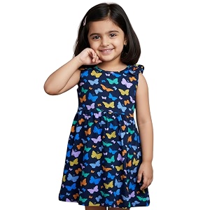 girls multi-style 100 cotton soft feel frock dresses 2-8 yrs frills amp bow pattern mix-n-match floral abstract prints kids casual wear
