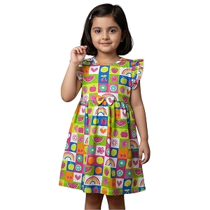 girls multi-style 100 cotton soft feel frock dresses 2-8 yrs frills amp bow pattern mix-n-match floral abstract prints kids casual wear