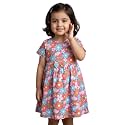 Girls Multi-Style 100% Cotton Soft Feel Frock Dresses [2-8 Yrs], Frills &amp; Bow Pattern [Mix-N-Match], Floral Abstract Prints, Kids Casual Wear