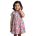 Girls Multi-Style 100% Cotton Soft Feel Frock Dresses [2-8 Yrs], Frills &amp; Bow Pattern [Mix-N-Match], Floral Abstract Prints, Kids Casual Wear