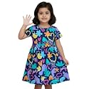 Girls Multi-Style 100% Cotton Soft Feel Frock Dresses [2-8 Yrs], Frills &amp; Bow Pattern [Mix-N-Match], Floral Abstract Prints, Kids Casual Wear