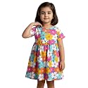 Girls Multi-Style 100% Cotton Soft Feel Frock Dresses [2-8 Yrs], Frills &amp; Bow Pattern [Mix-N-Match], Floral Abstract Prints, Kids Casual Wear