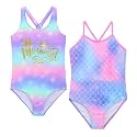 Girls One Piece Bathing Suit Mermaid Printed