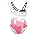 Girls One Piece Bathing Suit,Slim-Fit Ruffle Strap Swimsuit with Adjustable Strap Quick Dry Summer Beach Swim Suit
