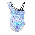 Girls One Piece Bathing Suit,Slim-Fit Ruffle Strap Swimsuit with Adjustable Strap Quick Dry Summer Beach Swim Suit