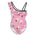 Girls One Piece Bathing Suit,Slim-Fit Ruffle Strap Swimsuit with Adjustable Strap Quick Dry Summer Beach Swim Suit