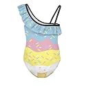 Girls One Piece Bathing Suit,Slim-Fit Ruffle Strap Swimsuit with Adjustable Strap Quick Dry Summer Beach Swim Suit