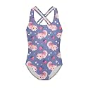 Girls One Piece Bathing Suit,Slim-Fit Ruffle Strap Swimsuit with Adjustable Strap Quick Dry Summer Beach Swim Suit