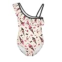 Girls One Piece Bathing Suit,Slim-Fit Ruffle Strap Swimsuit with Adjustable Strap Quick Dry Summer Beach Swim Suit