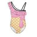 Girls One Piece Bathing Suit,Slim-Fit Ruffle Strap Swimsuit with Adjustable Strap Quick Dry Summer Beach Swim Suit