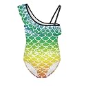 Girls One Piece Bathing Suit,Slim-Fit Ruffle Strap Swimsuit with Adjustable Strap Quick Dry Summer Beach Swim Suit