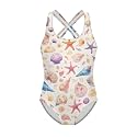 Girls One Piece Bathing Suit,Slim-Fit Ruffle Strap Swimsuit with Adjustable Strap Quick Dry Summer Beach Swim Suit