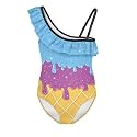 Girls One Piece Bathing Suit,Slim-Fit Ruffle Strap Swimsuit with Adjustable Strap Quick Dry Summer Beach Swim Suit