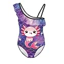 Girls One Piece Bathing Suit,Slim-Fit Ruffle Strap Swimsuit with Adjustable Strap Quick Dry Summer Beach Swim Suit