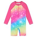 Girls One Piece Long Sleeve Swimsuit UPF 50+ UV Bathing Suit Zipper Closure Beach Rashguard Swimwear