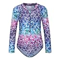 Girls One Piece Rash Guard Long Sleeve Swimsuits for Girls UPF 50+ Sun Protection Bathing Suits 3-16 Years