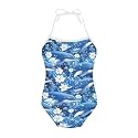 Girls One Piece Swimsuit Beach Bathing Suit Toddler Floral Halter Straps Swimwear for 1-10 Years