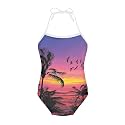Girls One Piece Swimsuit Beach Bathing Suit Toddler Floral Halter Straps Swimwear for 1-10 Years
