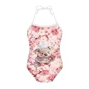 Girls One Piece Swimsuit Beach Bathing Suit Toddler Floral Halter Straps Swimwear for 1-10 Years