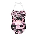 Girls One Piece Swimsuit Beach Bathing Suit Toddler Floral Halter Straps Swimwear for 1-10 Years