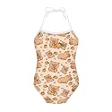 Girls One Piece Swimsuit Beach Bathing Suit Toddler Floral Halter Straps Swimwear for 1-10 Years