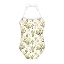Girls One Piece Swimsuit Beach Bathing Suit Toddler Floral Halter Straps Swimwear for 1-10 Years