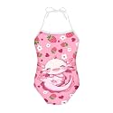 Girls One Piece Swimsuit Beach Bathing Suit Toddler Floral Halter Straps Swimwear for 1-10 Years