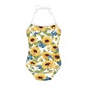 Girls One Piece Swimsuit Beach Bathing Suit Toddler Floral Halter Straps Swimwear for 1-10 Years