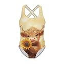 Girls One Piece Swimsuits Axolotl Cross Back Swimwear Beach Summer Quick Dry Beach Bathing Suit