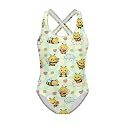 Girls One Piece Swimsuits Axolotl Cross Back Swimwear Beach Summer Quick Dry Beach Bathing Suit