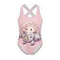 Girls One Piece Swimsuits Axolotl Cross Back Swimwear Beach Summer Quick Dry Beach Bathing Suit