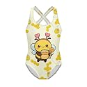 Girls One Piece Swimsuits Axolotl Cross Back Swimwear Beach Summer Quick Dry Beach Bathing Suit