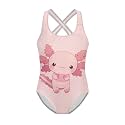 Girls One Piece Swimsuits Axolotl Cross Back Swimwear Beach Summer Quick Dry Beach Bathing Suit