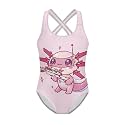 Girls One Piece Swimsuits Axolotl Cross Back Swimwear Beach Summer Quick Dry Beach Bathing Suit