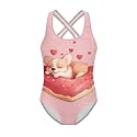 Girls One Piece Swimsuits Axolotl Cross Back Swimwear Beach Summer Quick Dry Beach Bathing Suit