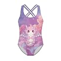 Girls One Piece Swimsuits Axolotl Cross Back Swimwear Beach Summer Quick Dry Beach Bathing Suit