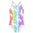 Girls One Piece Swimsuits Summer UPF 50+ Quick Dry Beach Bathing Suit Cross Shoulder Strap Swimwear 2-10 Years