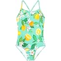 Girls One Piece Swimsuits Summer UPF 50+ Quick Dry Beach Bathing Suit Cross Shoulder Strap Swimwear 2-10 Years