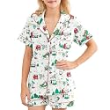 Girls Pajamas Sets, Kids Monkey Button Down Sleepover Loungewear