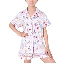 Girls Pajamas Sets, Kids Monkey Button Down Sleepover Loungewear