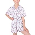 Girls Pajamas Sets, Kids Monkey Button Down Sleepover Loungewear
