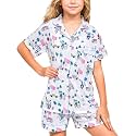 Girls Pajamas Sets, Kids Monkey Button Down Sleepover Loungewear